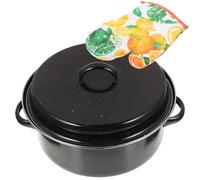 TOYANDONA Pentola Smaltata per Arrostire Multifunzione in Nero Design Antiscivolo Resistente, per Cucina Domestica e Negozi Alimentari Stili multipli