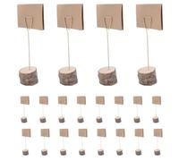 TOYANDONA Porta Segnaposto Rustico con Base Rotonda in Legno | Clip a Filo a Cuore, per Etichette Kraft e Brevi Note Menu, Uso su Tavoli Nozze e Ricevimenti