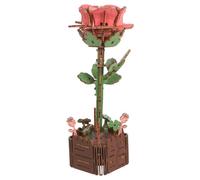 TOYANDONA Puzzle di fiori in legno per adulti, set di costruzione di rose 3D in vaso, blocchi di costruzione di fiori di rosa, kit di modelli di vasi per piante fai da te per adulti, regalo rompicapo