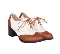 TOYANDONA Scarpe da Donna Lacci Calzature Resistenti per Tutte Le Stagioni Scarpe Singole di Materie Prime Traspiranti e Assorbenti Design Elegante Tacco Spesso Stile Allacciatura Profonda
