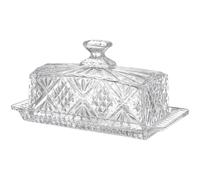 TOYANDONA Scatola Burro in Vetro Trasparente con Coperchio, Contenitore Alimenti per Cucina e Ristorazione, Piatto Burro Elegante Stile Europeo per Uso Domestico e Banchetti