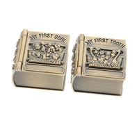 TOYANDONA Scatole in Metallo Per i Primi Dentini e Contenitori Per Lanugine Per Neonati, Scatole Porta-riccioli Tessuto Protettivo, Per Conservare Ricordi Di Crescita Del Bambino Set Da 2