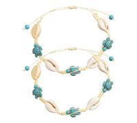 TOYANDONA Sea Turtle Charm Bracelet in Conchiglia 2 Pezzi Stile Boho, Indossabile come Bracciale o Cavigliera per Vacanze Estive