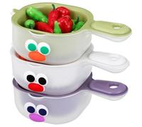 TOYANDONA Set 3 Cestelli Scolafrutta Doppio Strato, Contenitori Plastica per Drenaggio Frutta e Verdura, Cestini Compatti per Lavaggio e Conservazione in Cucina e Soggiorno, Design Pratico