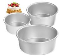 TOYANDONA Set 3 Teglie per Torte Rotonde in Alluminio Antiaderente Fondo Fisso 4/6/8 Pollici Stampi per Dolci da Forno per Cheesecake Torte Nuziali e Chiffon Cake Uso Domestico e