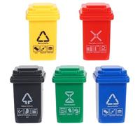 TOYANDONA Set 5 Pezzi Mini Bidoni della Spazzatura per Esterni Coperchio, Contenitori per Riciclaggio in Miniatura per Decorazioni e Modellismo Casa delle Bambole, Piccolo Cestino