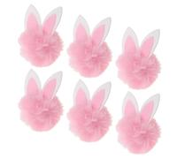 TOYANDONA Set 6 Mini Coniglietti Peluche Pasquali Rosa, Accessori per Decorazioni Fai da Te, Mollette per Chioma Morbide con Orecchie da Coniglio, Ghirlande e Lavoretti Primaverili