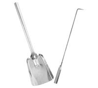 TOYANDONA Set Attrezzi per Caminetto in Acciaio 45 Resistente Alte Temperature Pala e Attizzatoio Argento per Uso Interno e Campeggio Design Elegante