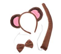 TOYANDONA Set Costume Scimmia Cerchietto Orecchie e Coda Color Caffè, Accessori Versatili e Comodi per Feste di Carnevale e Attività Creative