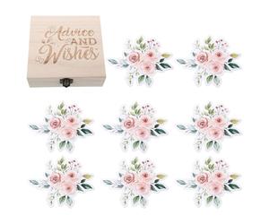 TOYANDONA Set da 50 Cartoncini Doppi per Shower con Suggerimenti e Previsioni Parto, Gioco Interattivo per Festa Bebè con Scatola in Legno Commemorativa