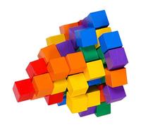TOYANDONA Set da 50 Cubi Quadrati in Legno per Insegnamento Matematica, Blocchi Didattici Piccoli e Lisci per Materiale Scolastico Asilo e Progetti Fai da Te