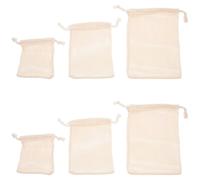 TOYANDONA Set da 6 Sacchetti in Rete di Cotone Coulisse per Verdure e Frutta, Borse Organizer Lavabili Riutilizzabili, Sacchetti per Ortofrutta Ecologici di Diverse Dimensioni, per Spesa
