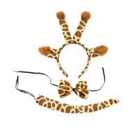 TOYANDONA Set di Costumi da Giraffa Fascia per Chioma Fiocco Morbido e Coda Accessori per Cosplay Animali per Feste di Compleanno e Halloween Leggeri e Portatili
