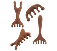 TOYANDONA Spazzola Massaggiante in Legno di Sandalo per Chioma e Capelluto 4 Pezzi Pettine per Stimolazione dei Meridiani dei Chioma