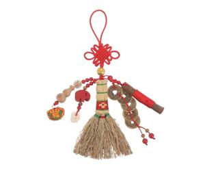 TOYANDONA Spazzolino da Culla Piccolo per Ragazzo Ragazza Ragazza Spazzolino Mini da Comodino per Pulizia Rapida Amuleto Moneta Nodo Cinese Vintage per Protezione Feng Shui per Ragazzo