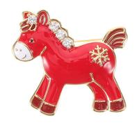 TOYANDONA Spilla a forma di cavallo per uomo e donna - Mini spilla da bavero con animale dello zodiaco - Distintivo dell'anno del cavallo con strass - Gioielli cinesi per il capodanno 2026, rosso,