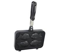 TOYANDONA Stampo per Waffle a Forma di Pesce in Alluminio Antiaderente con 4 Griglie e Manico, Leggero e Doppio Lato per Dolci in Cucina