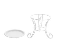 TOYANDONA Supporto per Piante Mini in Ferro Bianco Doppia Protezione dalla Ruggine e Finitura a Smalto, per Balcone e Interni, Design Compatto e Decorativo