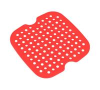 TOYANDONA Tappetino Silicone Per Friggitrice ad Aria Quadrato Rosso Antiscivolo Microforato Riutilizzabile per Cottura Uniforme e Facile Pulizia
