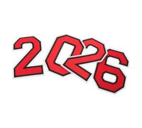 TOYANDONA Toppe Termoadesive Numeri Ricamati 2026 Rosse da Stirare per Abbigliamento Sportivo, Set da 4 Pezzi per Divise Calcio, Basket e Magliette Squadra Scolastica