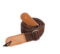 TOYANDONA Tracolla per Ukulele in Cotone e Vera Pelle Caffè Fibbia Regolabile, Cinturino Resistente per Chitarra, Accessorio per Musicisti e Appassionati di Ukulele