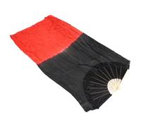 TOYANDONA Velo a Ventaglio in Seta Sintetica 1,5 M Nero-Rosso per Danza del Ventre e Ventaglio da Danza Tradizionale Cinese per Spettacoli e Balli Folkloristici