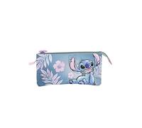 TOYBAGS Astuccio scuola Stitch Pink Triple - Chiusura a cerniera - Interno completamente foderato e personalizzato - Astuccio con 3 scomparti - 11,5 x 23,5 x 3 cm, multicolore, Astuccio scolastico