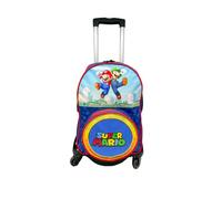 TOYBAGS Zaino scuola Super Mario - Doppio scomparto adattabile + carrello nero protezione laterale e inserto frontale anti caduta 4 ruote girevoli - 45 x 32 x 20 cm, multicolore, M, Casual