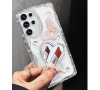 Toycamp Custodia per Samsung Galaxy S25 Ultra Donne Ragazze - Carino Girly Cuore Specchio Cover per Samsung S25 Ultra Wave Design Estetico Abbastanza Unico Funda per S25 Ultra