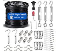 Toyeah Kit per appendere la luce della stringa con cavo metallico in acciaio inossidabile 304 rivestito in vinile da 164 m, kit di sospensione per luci a globo, filo guida per luce esterna, kit per