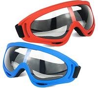 Toyer Confezione da 2 occhiali protettivi/occhiali di sicurezza/occhiali da moto con bandane, compatibili con Nerf Game Battle for Kids (rosso + blu)