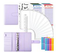 TOYESS 30Pcs Raccoglitore di Bilancio A6, Money Binder con 12 Buste Cerniera Trasparenti, 12 Fogli di Budget, Budget Binder per Piani Mensili di Denaro, Viola