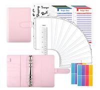 TOYESS 30Pcs Raccoglitore di Bilancio A6, Money Binder con 12 Buste Cerniera Trasparenti, 12 Fogli di Budget, Budget Binder per Piani Mensili di Denaro, Rosa