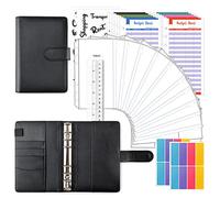 TOYESS 30Pcs Raccoglitore di Bilancio A6, Money Binder con 12 Buste Cerniera Trasparenti, 12 Fogli di Budget, Budget Binder per Piani Mensili di Denaro, Nero