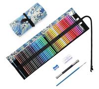 TOYESS 48 Pezzi Matite Colorate Professionali Kit Disegno per Adulti, Pastelli Acquarellabili Colorati con Astuccio Arrotolabile Fornire a Artista Professionale e Principianti, Onde del mare
