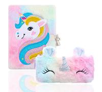TOYESS Diario Segreto con Lucchetto, Diario Segreto Bambina con Unicorno di Peluche, Astuccio di Peluche, Ciondolo Unicorni, Cancelleria Bambini, Regalo Bambina, Rosa