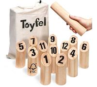 Toyfel Gioco di Lancio con Birilli in Legno Kubb FSC® per Esterni