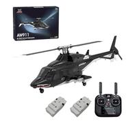 ToyGhillied Air-wolf RC Elicottero per adulti, WOLFBUSH AW-911 Aircraft, scala 1/34 2.4G 9CH Flybarless con modalità acrobazia 6G/3D, 2 batterie RC modello di elicottero con posizionamento GPS