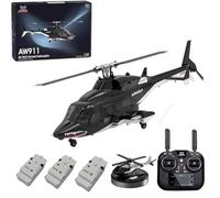 ToyGhillied Air-wolf RC Elicottero per adulti, WOLFBUSH AW-911 Aircraft, scala 1/34 2.4G 9CH Flybarless con modalità acrobazia 6G/3D, 3 batterie RC modello di elicottero con posizionamento GPS