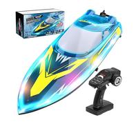ToyGhillied Barca RC Speedboat con luci di navigazione notturna, telecomando elettrico ad alta velocità Barca da corsa RC giocattoli all'aperto per adolescenti adulti (versione RTR)