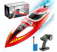 ToyGhillied Barca RC Speedboat con luci di navigazione notturna, telecomando elettrico ad alta velocità Barca da corsa RC giocattoli all'aperto per adolescenti adulti (versione RTR)