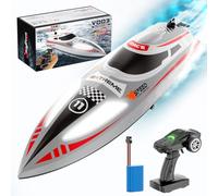 ToyGhillied Barca RC Speedboat con luci di navigazione notturna, telecomando elettrico ad alta velocità Barca da corsa RC giocattoli all'aperto per adolescenti adulti (versione RTR)