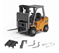 ToyGhillied Carrello elevatore a forche RC, scala 1/64, mini carrello elevatore in lega da 2,4 G, con grande telecomando, gancio da carico, forche e pallet, ottimo regalo di Natale per i giovani