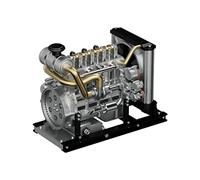 ToyGhillied Modello motore a combustione interna, 1:10 OHV-Inline, motore diesel a quattro cilindri, modello con sistema di raffreddamento, mini motore diesel, kit di modellino per oggetti da