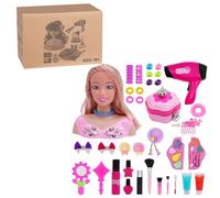 ToyGhillied Testina per trucco, per bambini, 39 pezzi, testa della bambola con accessori per capelli, asciugacapelli, trucco, per acconciatura, bionda per bambini, ragazze