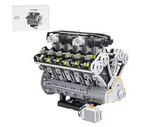 ToyGhillied V12 - Blocchi modulari per adulti, 6,5 l, quad-cam, motore a 60°, per costruire il proprio mini motore, motore MOC, progettato da Ronald Tewes, 3679 pezzi