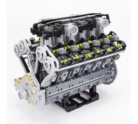 ToyGhillied V12 - Blocchi modulari per adulti, 6,5 l, quad-cam, motore a 60°, per costruire il proprio mini motore, motore MOC, progettato da Ronald Tewes, 3679 pezzi