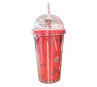 Toyhood Christmas Tumbler Cup con cannuccia e coperchio, Double Wall Tumbler, tazza per acqua riutilizzabile, per Natale, feste e ragazzi (rosso B)