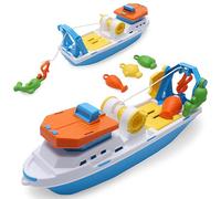 Toyland® 40cm (16") Barca da pesca colorata da con porte mobili, amo da pesca e 4 pesci in plastica - Giocattolo acquatico galleggiante per bambini - Giochi da piscina e da bagno - 3 anni +