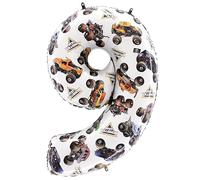 Toyland® 66cm (26”) Palloncino in foil Monster Jam™ numero 9 - Grande palloncino di compleanno a forma di monster truck - Decorazione per feste, aria o elio, autosigillante